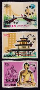 Bhutan 1967  Nrs, 50-52 overprinted for Expo-67 set (3) Complete   VF/NH