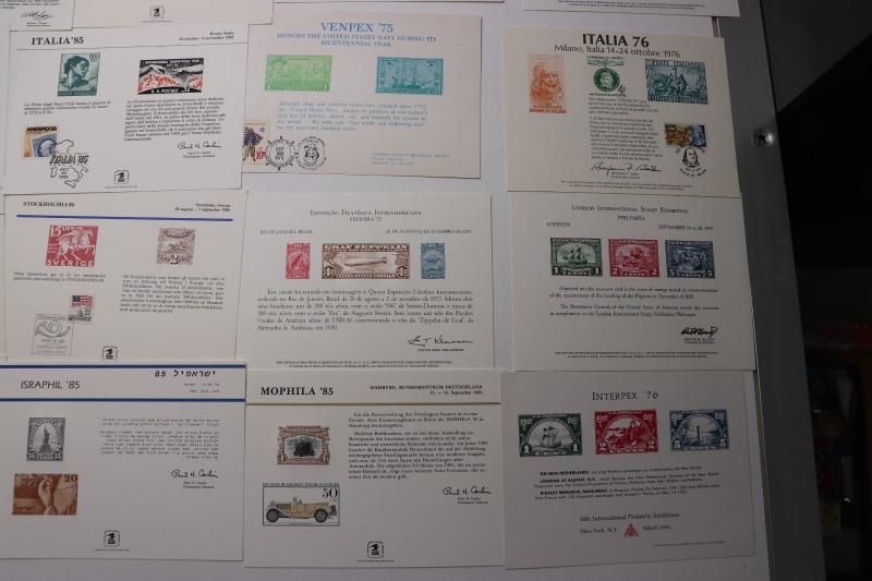 Philatelic Souvenir page lot 25 Maxi Expo stamp show card US WW Engraved reprint