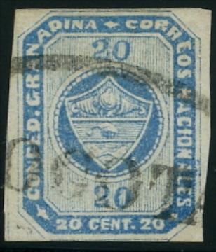 VSAcol1860b11, Colombia, Scott 12, CV $140, 1860 usd,lhr,...