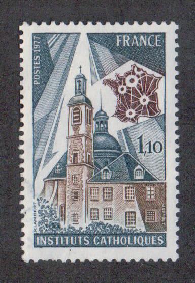 France ~ 1977 ~ # 1539 ~ Cplt Set of 1 ~ Church, School 