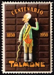 1950 Italy Poster Stamp 1850-1950 Centenary Talmone Chocolate Factory Turin