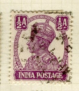 INDIA; 1938 early GVI portrait issue fine used 1/2a. value