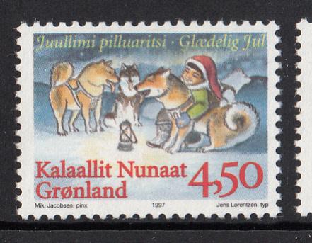 Greenland MNH 1997 Scott #327 4.50k Child with sled dogs - Christmas