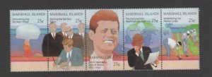 MARSHALL ISLANDS #204a 1988 TRIBUTE TO JFK MINT VF NH S/5 bb