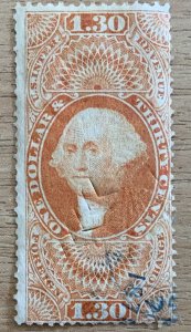 USA REVENUE STAMP 1863 $1.30 SCOTT#R77c  CUT CANCEL