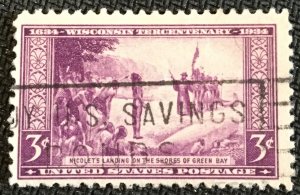 US #739 Used Single Wisconsin Slogan Cancel SCV $.25