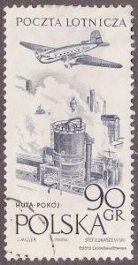 Poland C41 USED 1958 Plane Over \Peace\ Steelworks