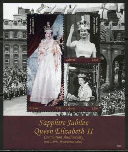 LIBERIA 2018  SAPPHIRE JUBILEE CORONATION  ANNIVERSARY OF QE II   SHEET  MINT NH