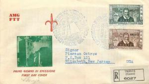  Lettre Cover Italia AMG FTT Marco Polo China Clouded FDC 1954 Boat Yacht