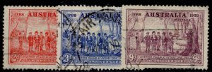 AUSTRALIA GVI SG193-195, 1937 150th anniv Foundation of NSW set, USED. Cat £15.