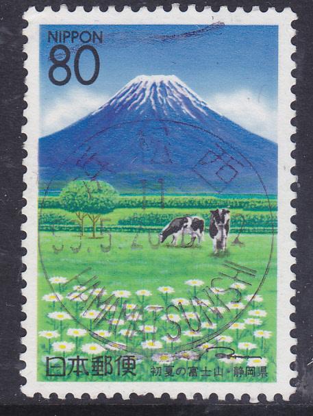 Japan Prefecture Shizuoka-1997 Mt Fuji and Cattle 80y used