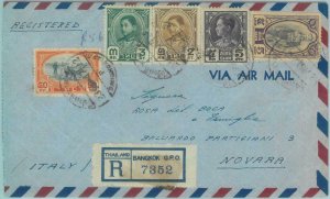 89678  - THAILAND Siam - POSTAL HISTORY - REGISTERED COVER to ITALY 1947