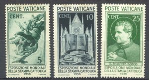 Vatican Sc# 47-49 MH 1936 5c-25c Catholic Press Conference