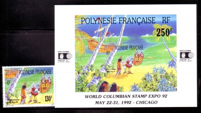 FRENCH POLYNESIA Sc 592-93 NH ISSUE OF 1992 - DISCOVERY OF AMERICA