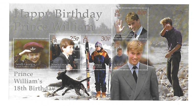 South Georgia 2000 Prince William 18th Birthday S/S MNH C1