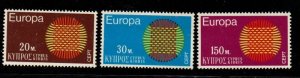 Cyprus Sc 340-42 1970 Europa stamp set mint NH