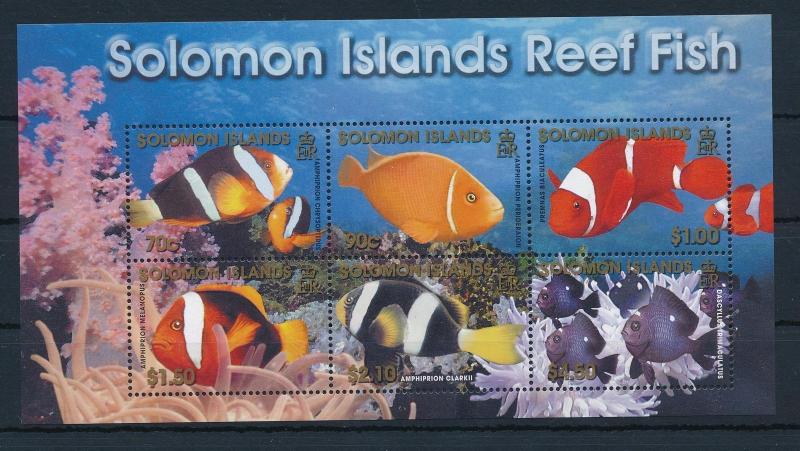 [28299] Solomon Islands 2001 Marine Life Coral reef Fish MNH Sheet