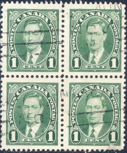 Canada 1937 Sc 231 King George VI MUFTI Issue Block of 4 Stamp Used