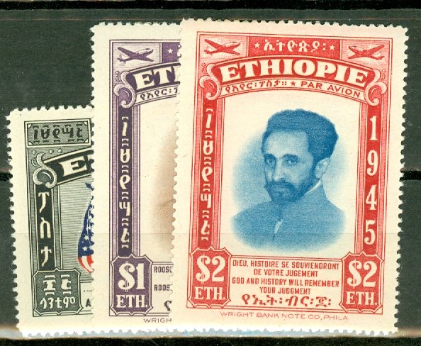 AL: Ethiopia 278-80, C21-2 mint CV $41.50; scan shows only a few