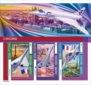 Guinea-Bissau - 2021 Concorde and Flags - 3 Stamp Sheet - GB210813a