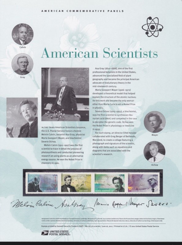 US USPS Commemorative Stamp Panel Forever #873 American Scientist #4544a