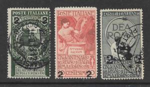 Italy Scott 126 - 128 Used  set Surcharge Union of Italian States 2018 CV $18.00