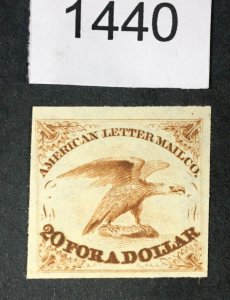 US STAMPS # 1 AMERICAN LETTER MAIL TRIAL COLOR PROOF ON INDIA LOT #1440