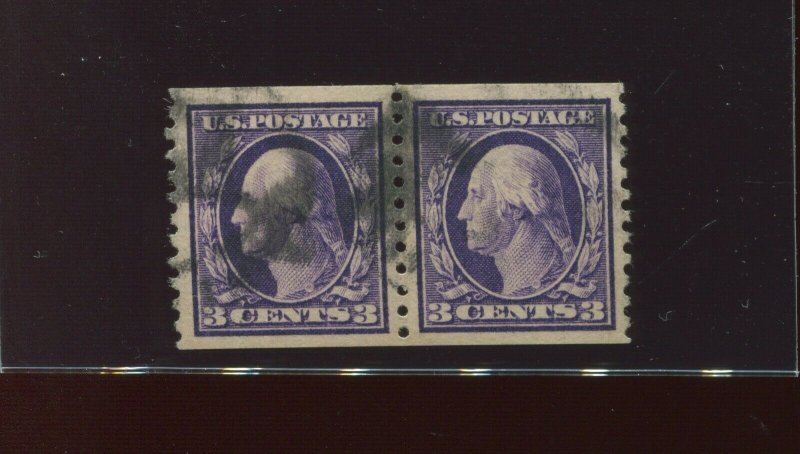 445 Washington Used Coil Pair of 2 Stamps with 2 PF Certs (445-PFC 85) VF-XF 85