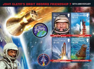 Turks And Caicos 2012 - SPACE - JOHN GLENN Sheet of 4 Stamps - Scott #1505 - MNH