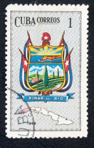 CUBA Sc# 1138  PROVINCIAL COATS OF ARMS   1c PINAR DEL RIO  1966  used / cto