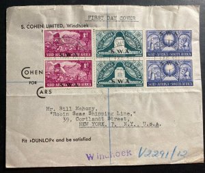 1949 Windhoek South West Africa SWA First Day Cover FDC To New York Usa