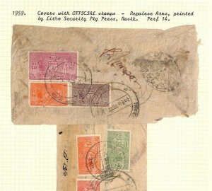 NEPAL Two Covers Official Stamps Album Page c1959 AQ169