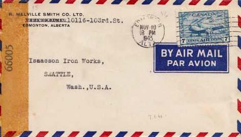 Canada, Airmail, Censored