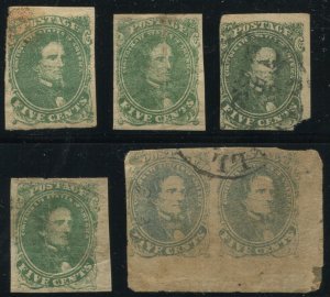 Confederate States 1 Student's Lot of 6 Mint and Used Stamps BY2205