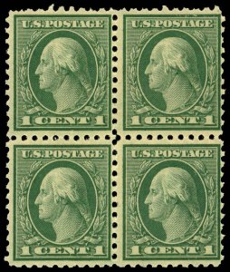 US Sc 543 VF/MH BLOCK of 4 -1921 1¢ Washington Perf 10 - Bottom stamps are NH