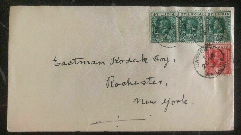 1919 Castries Saint Lucia cover to Rochester New York USA