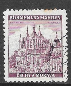Czechoslovakia Bohemia and Moravia 29: 60h Saint Barbara's Church, used, F-VF