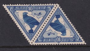 Sc# C3 Iceland 1930 Airmail Gyrfalcon 10a triangle pair MNH CV $105.00