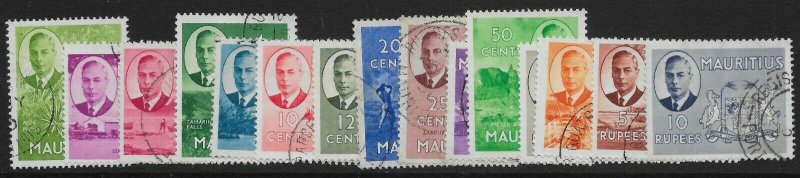 MAURITIUS SG276/90 1950 DEFINITIVE SET USED