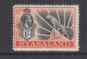 NYASALAND, 1934 Tiger, KGV 1s. Black & Orange, lhm.