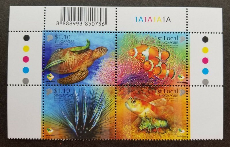 Singapore Shores And Reefs 2007 Marine Fish Turtles Coral Ocean (stamp plate MNH