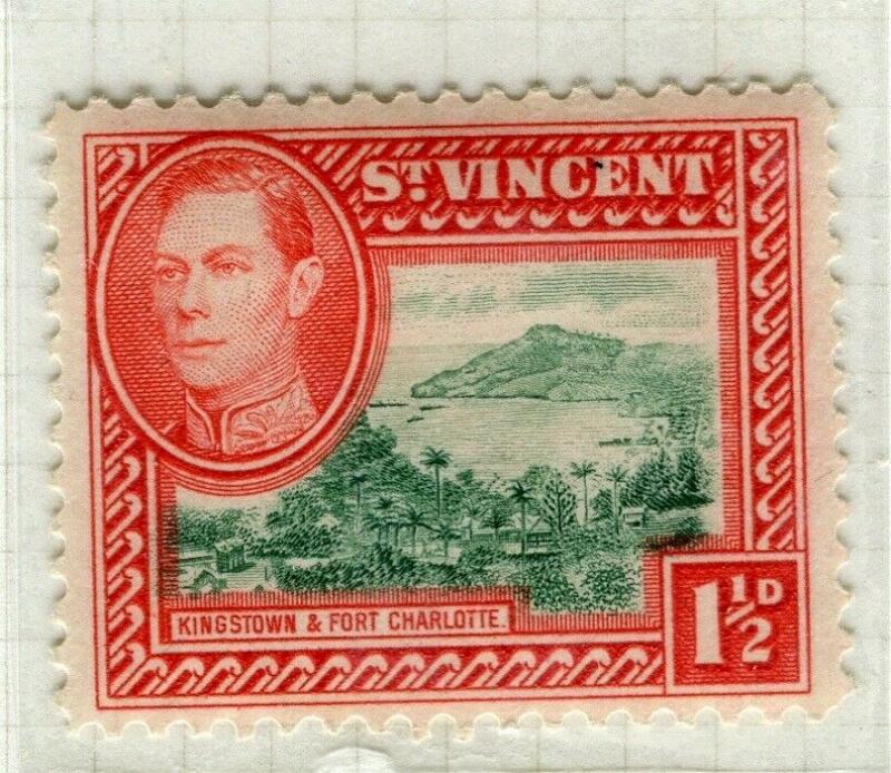 ST. VINCENT; 1938 early GVI pictorial issue fine Mint hinged 1.5d. value