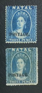 MOMEN: NATAL SG #52,54 1869 MINT OG H £650 LOT #61382