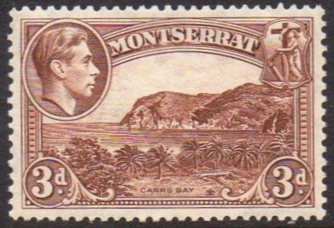 Montserrat 1938 3d brown (P 13) MH