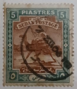 1898 Sudan Scott #15 used 5p green & orange Camel Rider 