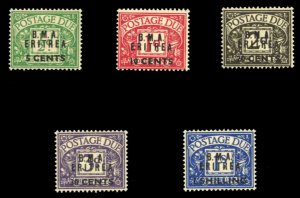 British Commonwealth - Great Britain, East African Forces #J1-5 Cat$71.50, 19...