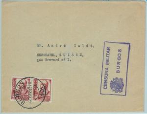 66913 - SPAIN - Postal History - COVER with CENSURA MILITAR to SWITZERLAND 1937