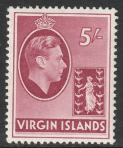 Virgin Islands BVI Scott 85 - SG119a, 1938 George VI 5/- MH*