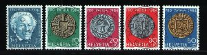 Switzerland B334-B337 used set superb cancels coins on stamps Pro Patria 1964