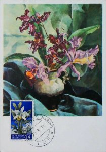 1957 San Marino Orchid Flowers on Postcard Vintage Old Postcard 13802-